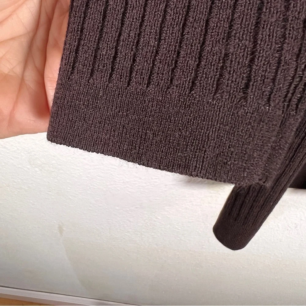EILEEN FISHER Dark Brown ribbed duster sweater. Long sleeves, two pockets. SP - Picture 5 of 5